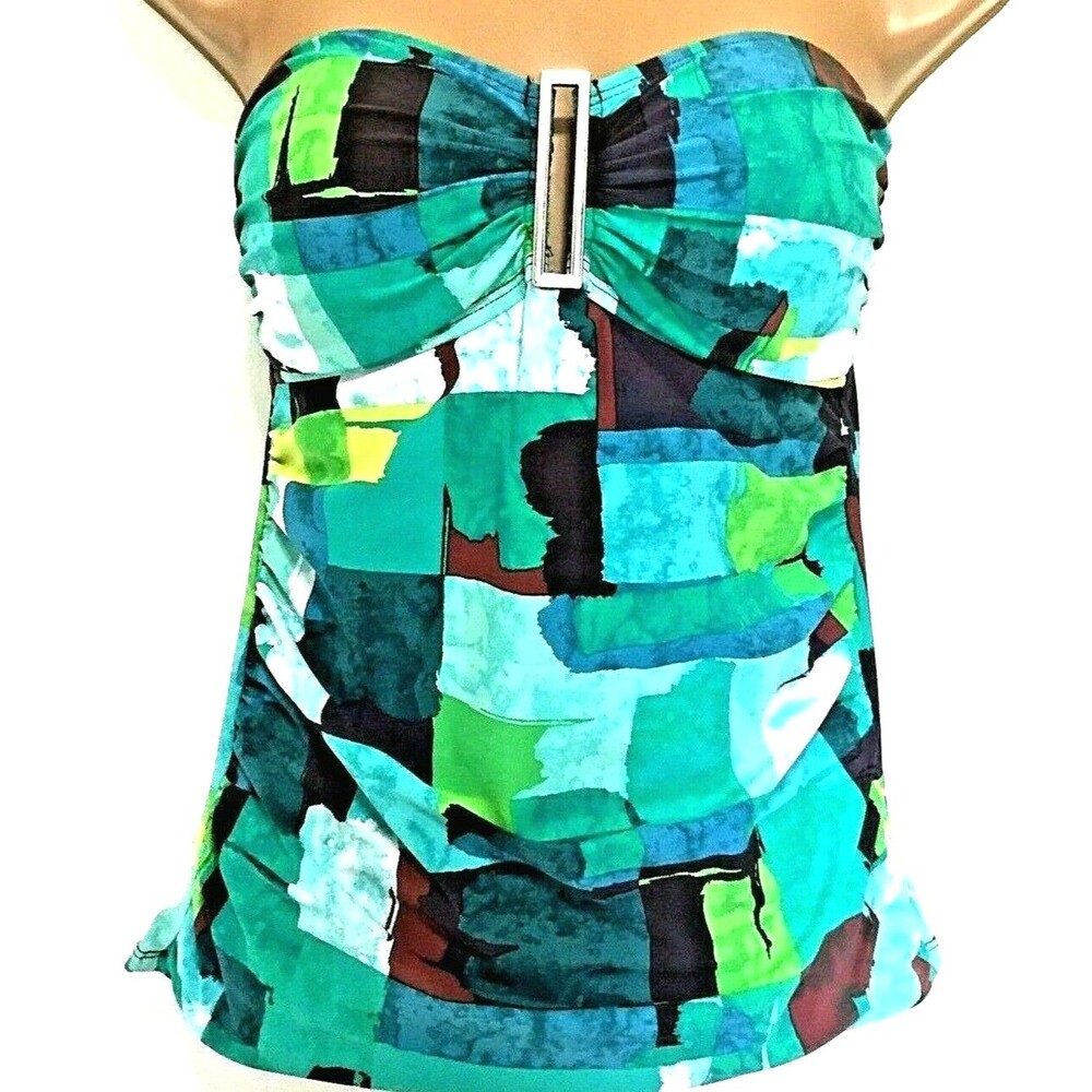 La Blanca Bathing Suit Top Women 10 Tankini Strapless Padded Keyhole Swim Cruise